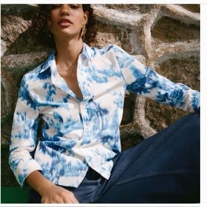 Zara Printed Poplin Top